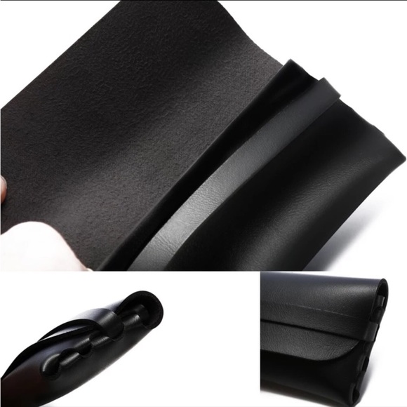 Black & red round shape gothic steam punk sunglasses + black leather pouch - Picture 15 of 15